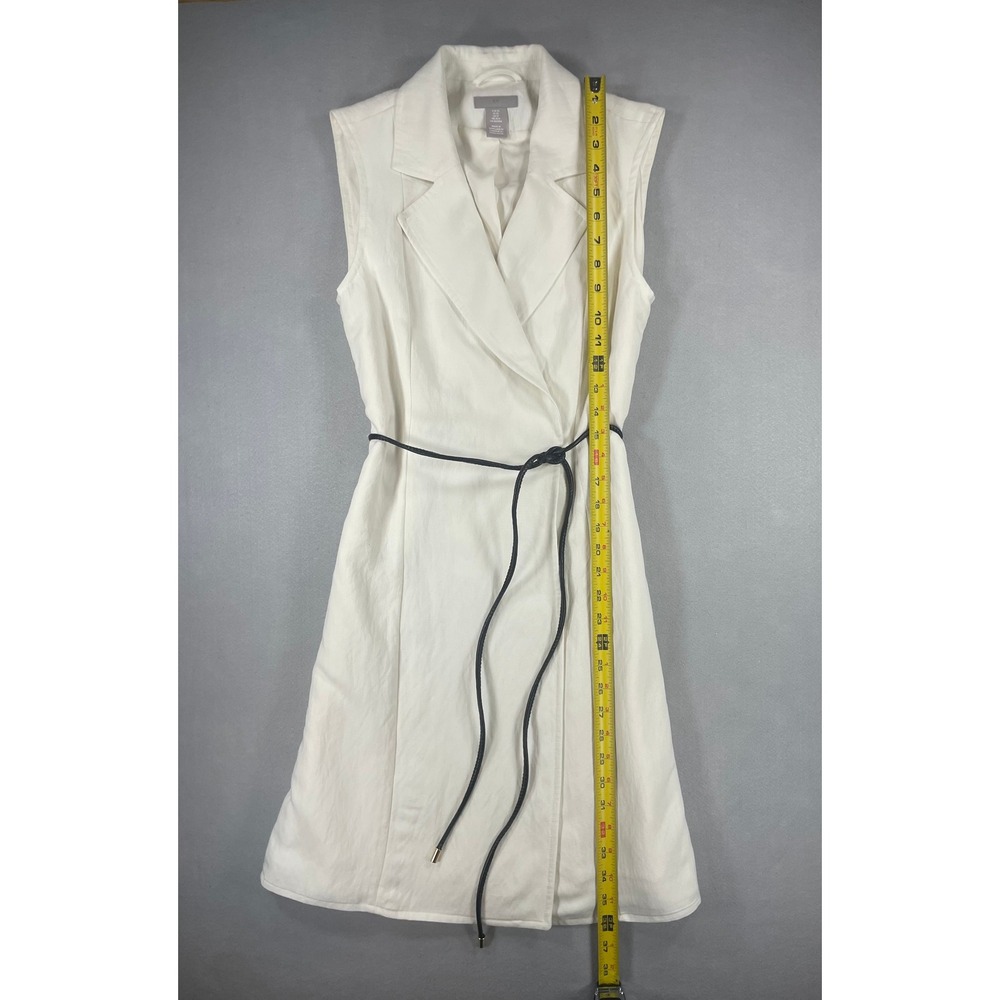 H&M Blazer Dress Womens Linen Blend Slim Fit White XS - Picture 4 of 9